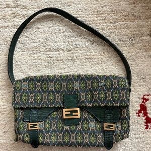 AUTHENTIC FENDI WOOL TAPESTRY MINI BAGUETTE BAG!! SEX AND THE CITY!!